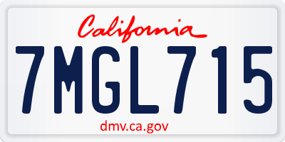 CA license plate 7MGL715