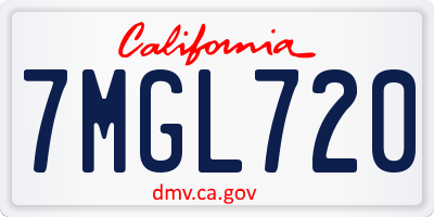 CA license plate 7MGL720