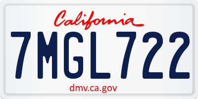 CA license plate 7MGL722