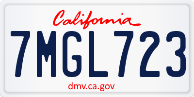 CA license plate 7MGL723