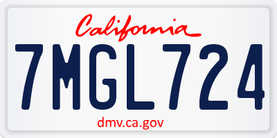 CA license plate 7MGL724