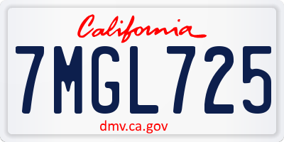 CA license plate 7MGL725