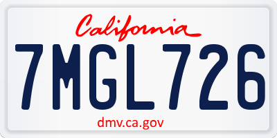 CA license plate 7MGL726