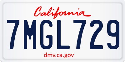 CA license plate 7MGL729