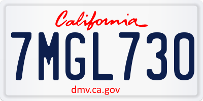 CA license plate 7MGL730