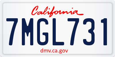 CA license plate 7MGL731
