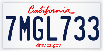 CA license plate 7MGL733