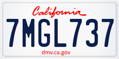 CA license plate 7MGL737