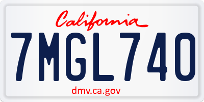 CA license plate 7MGL740