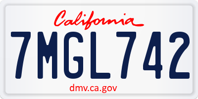 CA license plate 7MGL742