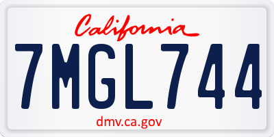CA license plate 7MGL744
