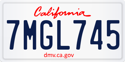 CA license plate 7MGL745