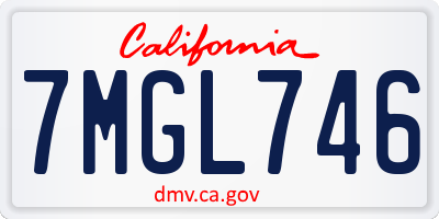 CA license plate 7MGL746