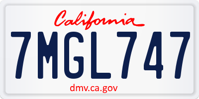 CA license plate 7MGL747