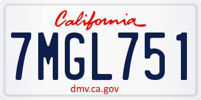 CA license plate 7MGL751