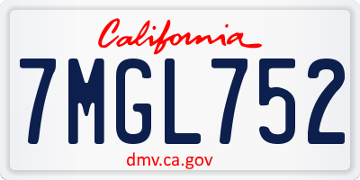 CA license plate 7MGL752