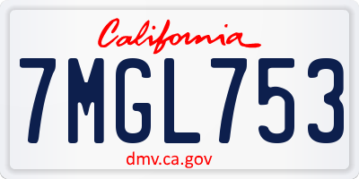CA license plate 7MGL753