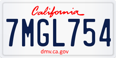 CA license plate 7MGL754
