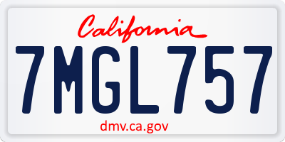 CA license plate 7MGL757