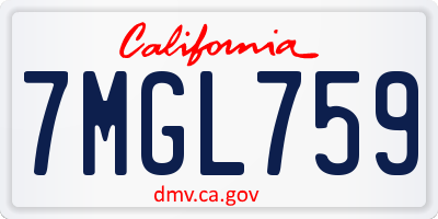 CA license plate 7MGL759
