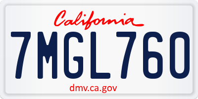 CA license plate 7MGL760