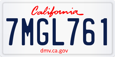 CA license plate 7MGL761