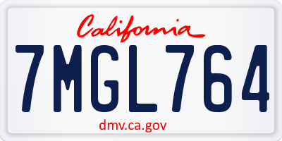 CA license plate 7MGL764