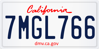 CA license plate 7MGL766