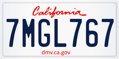 CA license plate 7MGL767