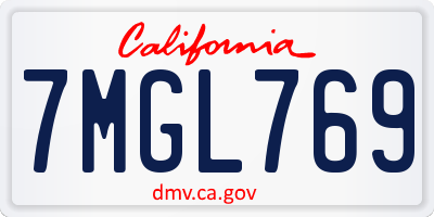 CA license plate 7MGL769