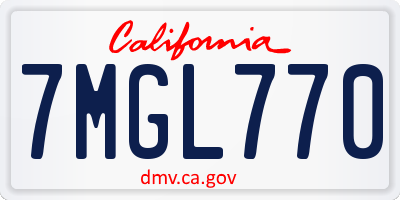 CA license plate 7MGL770