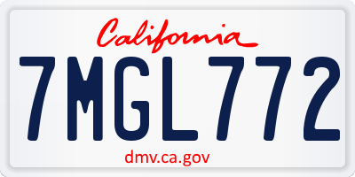CA license plate 7MGL772