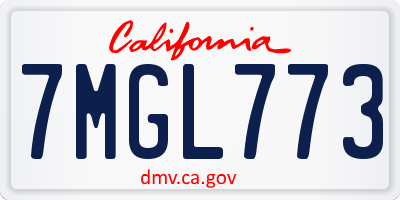 CA license plate 7MGL773