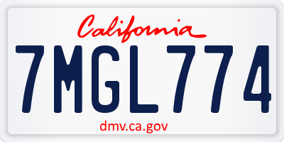 CA license plate 7MGL774