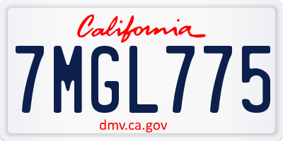 CA license plate 7MGL775