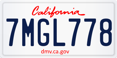 CA license plate 7MGL778
