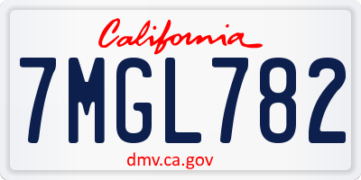 CA license plate 7MGL782