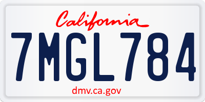 CA license plate 7MGL784