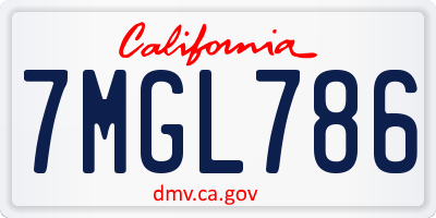 CA license plate 7MGL786
