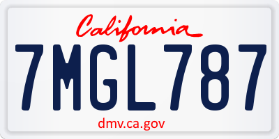 CA license plate 7MGL787