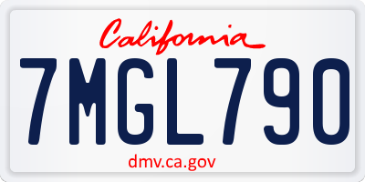 CA license plate 7MGL790
