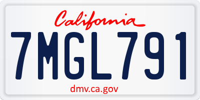 CA license plate 7MGL791