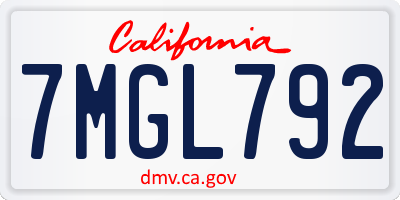 CA license plate 7MGL792