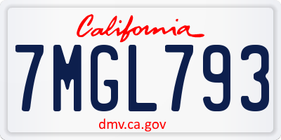 CA license plate 7MGL793