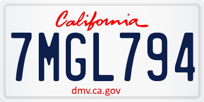 CA license plate 7MGL794