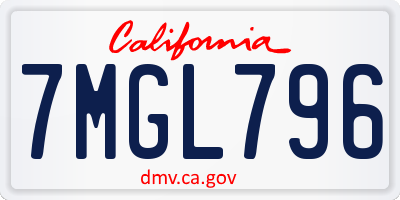CA license plate 7MGL796