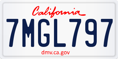 CA license plate 7MGL797