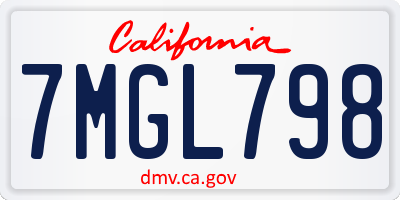 CA license plate 7MGL798