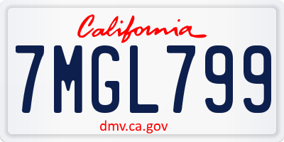 CA license plate 7MGL799