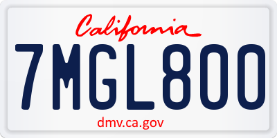 CA license plate 7MGL800